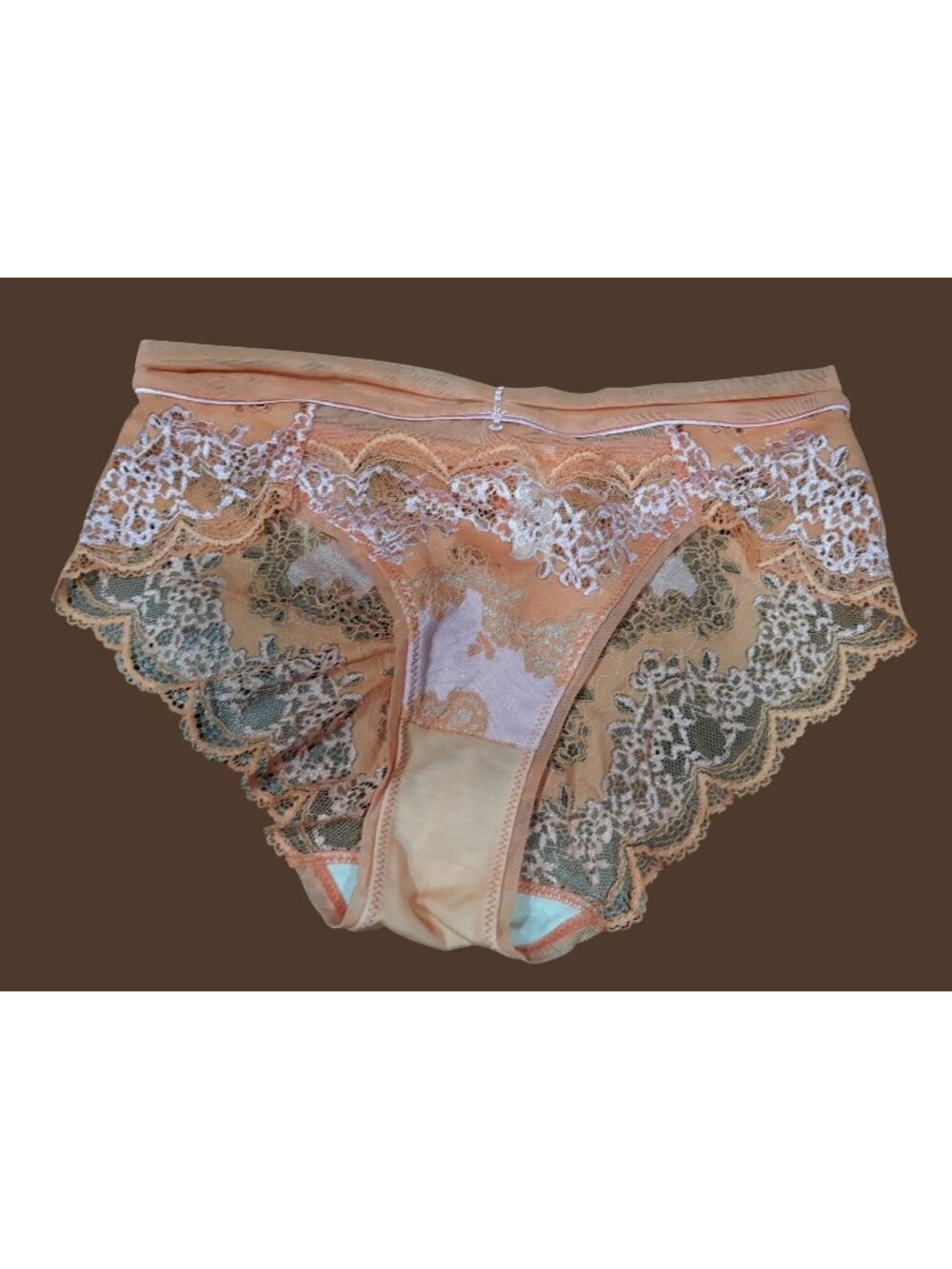 Bradelis New York Lace Spandex Tangerine Panty Floral Lace Size S NEW WITHOUT T